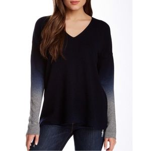 Vince Navy Ombré Long-sleeve V-Neck Sweater